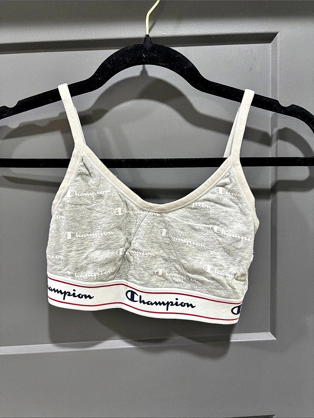 Champion Heritage Cotton Stretch Bralette Gray Sports Bra